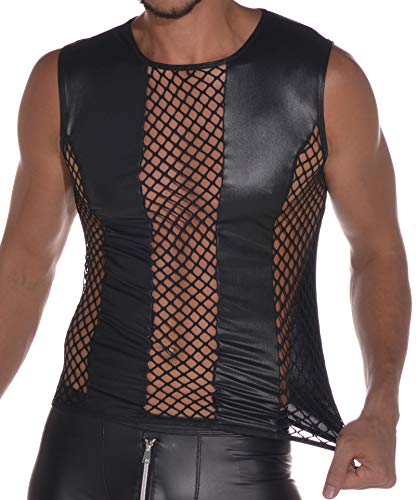 Latex ähnliches Herren Top - Shirt 0/0 Arm mit Fischnetz Einsätzen (L) von Verano