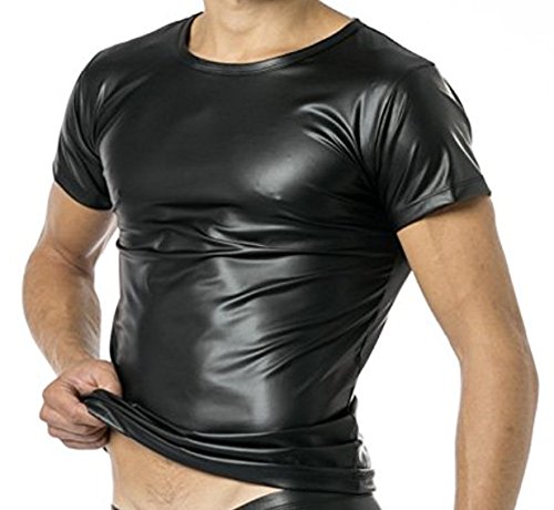 Verano Latex Herren Shirt 1/2 Arm- Vinyl -Shirt VA-C32-000, Schwarz, XL von Verano