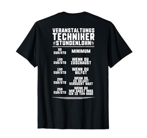 Veranstaltungstechniker Designs - Stundenlohn Veranstaltungstechniker T-Shirt für Damen - Schwarz, S - V-Ausschnitt, Halbarm - Klassische Passform von Veranstaltungstechniker Designs