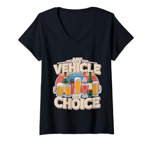 Damen My Vehicle My Choice Verantwortungsbewusster Treiber -- T-Shirt mit V-Ausschnitt Damen My Vehicle My Choice Verantwortungsbewusster Treiber -- T-Shirt mit V-Ausschnitt von Verantwortungsbewusstes Fahrertrink