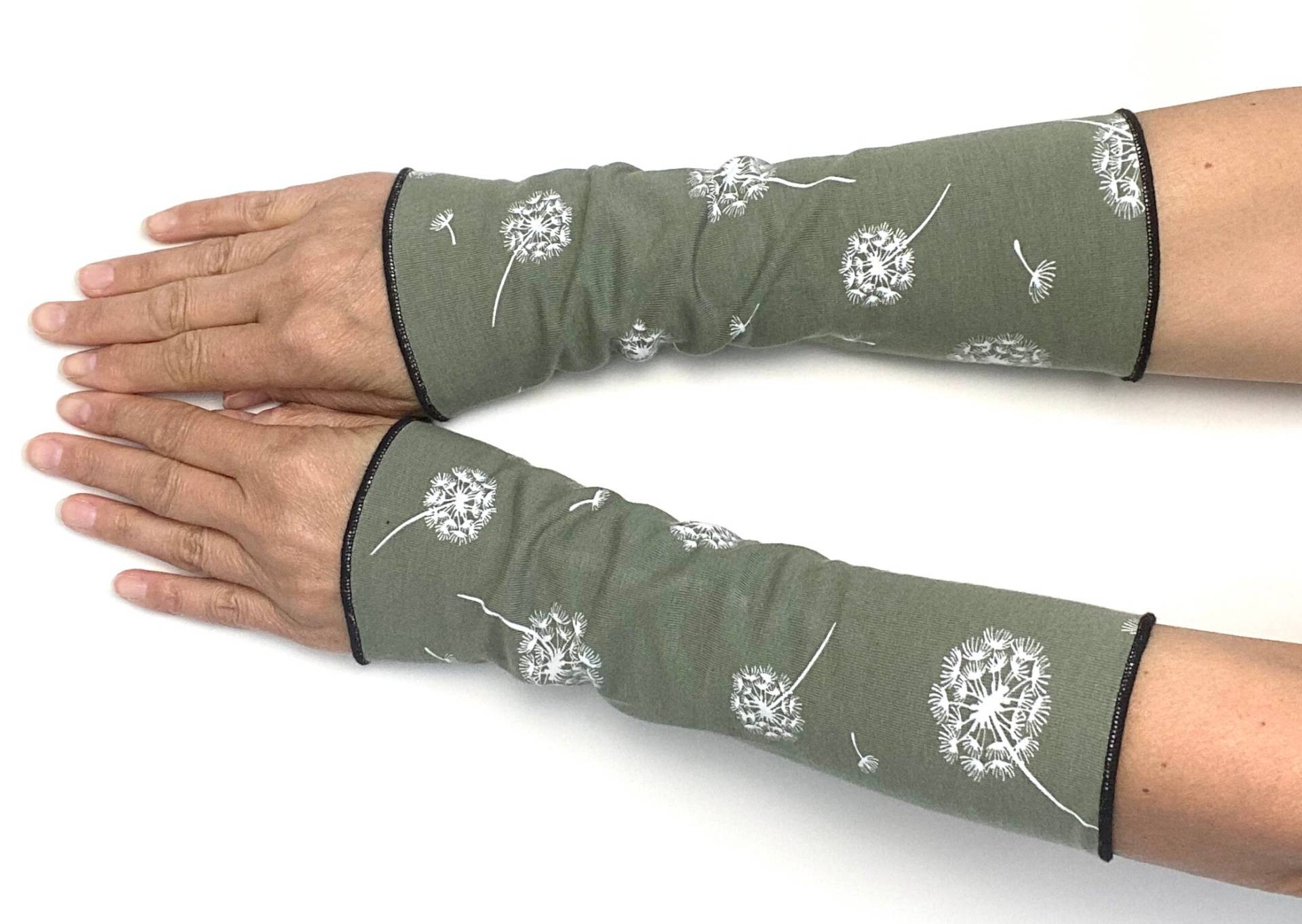 Wendestulpen Herbst Pusteblume Grün Baumwoll-Jersey Größe S/M/L Verschiedene Längen Wunschfarben von Verbunterei