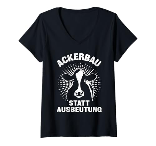 Damen Anti Fracking ACKERBAU STATT AUSBEUTUNG Lustig Aktivisten T-Shirt mit V-Ausschnitt Damen Anti Fracking ACKERBAU STATT AUSBEUTUNG Lustig Aktivisten T-Shirt mit V-Ausschnitt von Verdammtes Fracking Shirt Klimawandel Aktivist