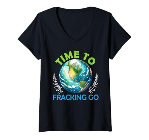 Damen Fracking TIME TO FRACKING GO Lustiges Klimawandel T-Shirt mit V-Ausschnitt Damen Fracking TIME TO FRACKING GO Lustiges Klimawandel T-Shirt mit V-Ausschnitt von Verdammtes Fracking Shirt Klimawandel Aktivist