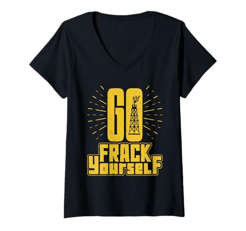 Damen Verdammtes Fracking GO FRACK YOURSELF Lustig Klimaaktivist T-Shirt mit V-Ausschnitt Damen Verdammtes Fracking GO FRACK YOURSELF Lustig Klimaaktivist T-Shirt mit V-Ausschnitt von Verdammtes Fracking Shirt Klimawandel Aktivist