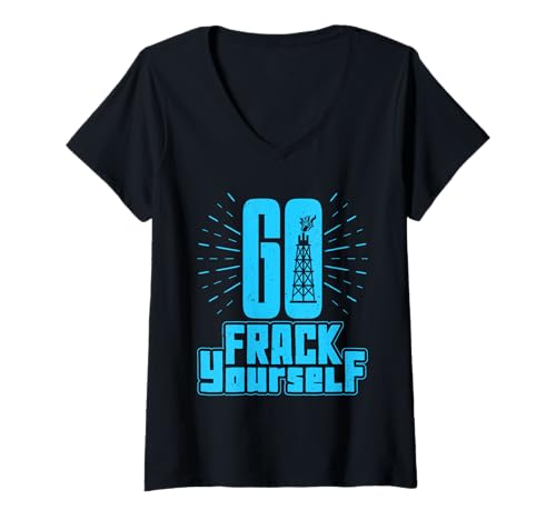 Damen Verdammtes Fracking GO FRACK YOURSELF Lustig Klimaaktivist T-Shirt mit V-Ausschnitt Damen Verdammtes Fracking GO FRACK YOURSELF Lustig Klimaaktivist T-Shirt mit V-Ausschnitt von Verdammtes Fracking Shirt Klimawandel Aktivist
