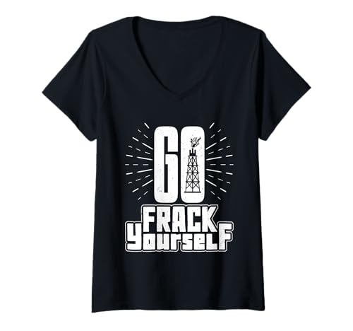 Damen Verdammtes Fracking GO FRACK YOURSELF Lustig Klimaaktivist T-Shirt mit V-Ausschnitt Damen Verdammtes Fracking GO FRACK YOURSELF Lustig Klimaaktivist T-Shirt mit V-Ausschnitt von Verdammtes Fracking Shirt Klimawandel Aktivist