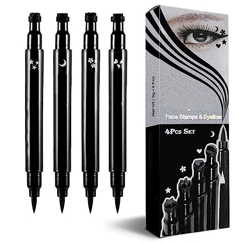 Verdant Touch Doppelköpfige Eyeliner-Stempel-Set, doppelköpfige flüssige Eyeliner-Stift-Set, 4 Stück, wasserdichtes Stamping-Augen-Make-up-Werkzeug, schwarz, Musterstempel, Verdant Touch Doppelköpfige Eyeliner-Stempel-Set, doppelköpfige flüssige Eyeliner-Stift-Set, 4 Stück, wasserdichtes Stamping-Augen-Make-up-Werkzeug, schwarz, Musterstempel, von Verdant Touch
