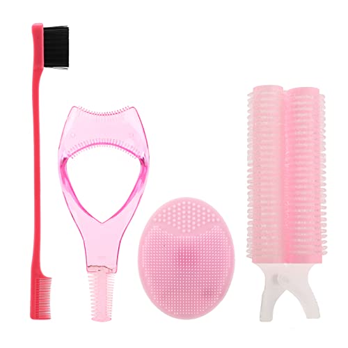 Verdant Touch Haarroller Clip Make-up Pinsel Set Augenbrauen Trimmen Kamm Haarroller Clip Gesichtsreinigungsbürste Mascara Guard Applikator 4 Stück Make-up Werkzeug Set von Verdant Touch