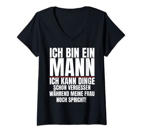 Damen Ich bin ein Mann ich kann Dinge schon vergessen Sarkasmus T-Shirt mit V-Ausschnitt Damen Ich bin ein Mann ich kann Dinge schon vergessen Sarkasmus T-Shirt mit V-Ausschnitt von Verdrehte Schrift Sarkasmus Shop