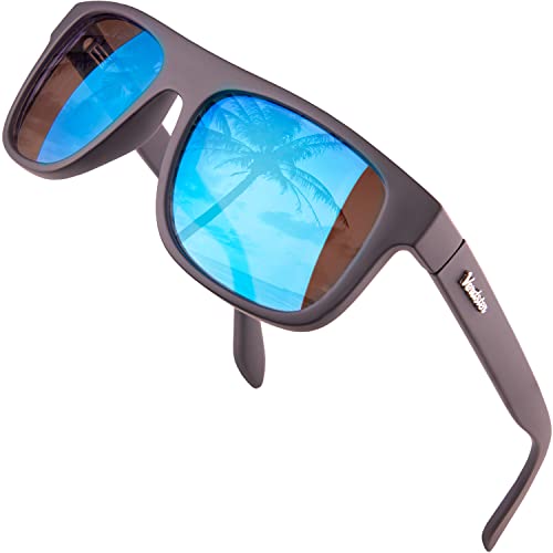 Verdster Damensonnenbrille Nicht-Verspiegelt Retro Eckige Klassische 90er Sonnenbrille für Herren Sport Wandern Autofahren Strand Islander Blau von Verdster