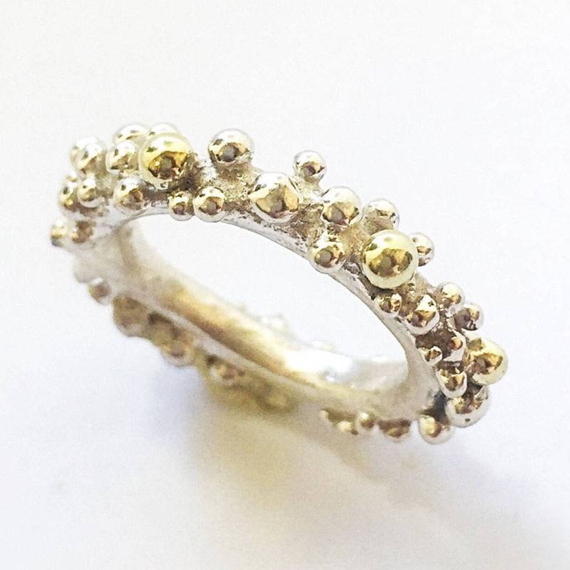 Stapelringe, Sterling Silber Perlenring, Granulierte Ringe, Eternity Cz Verlobungsring, Einzigartige Ehering von VeredLaorJewelry