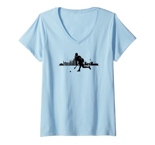 Damen Damen Hockey Fan Rasenhockey Köln Hallenhockey Spieler T-Shirt mit V-Ausschnitt Damen Damen Hockey Fan Rasenhockey Köln Hallenhockey Spieler T-Shirt mit V-Ausschnitt von Verein Hockey Hallenhockey Fan Mannschaft Köln