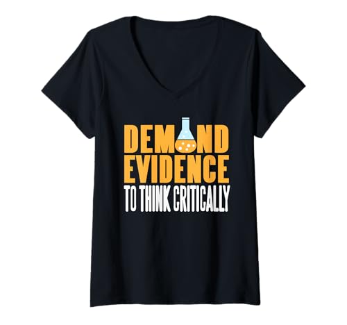 Damen Forder Beweise und denke kritisch T-Shirt mit V-Ausschnitt Damen Forder Beweise und denke kritisch T-Shirt mit V-Ausschnitt von Verfechter wissenschaftlicher Denkweise