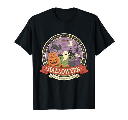 Kinder Halloween Jungen Mädchen Kürbis Gespenst Motiv T-Shirt Kinder Halloween Jungen Mädchen Kürbis Gespenst Motiv T-Shirt von Verfluchte Mondstimmung Halloween Bekleidung