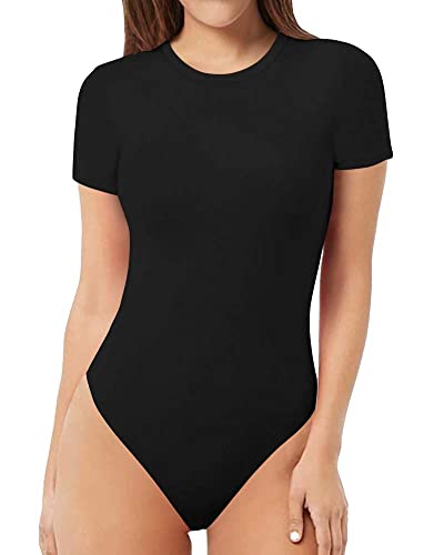 Veriliss Miederslips Für Damen Formende Bodys Für Damen Unterwäsche Body Hohe Taille Tanga Kurzarm (Shorts-Schwarz,L) von Veriliss