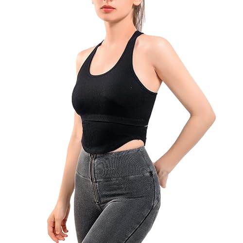 Veriliss Sport BH Longline Tank Top Wirefree Gepolstert Für Yoga Fitness Laufen Pilates Sport-BHS Für Damen (Schwarz,L) von Veriliss