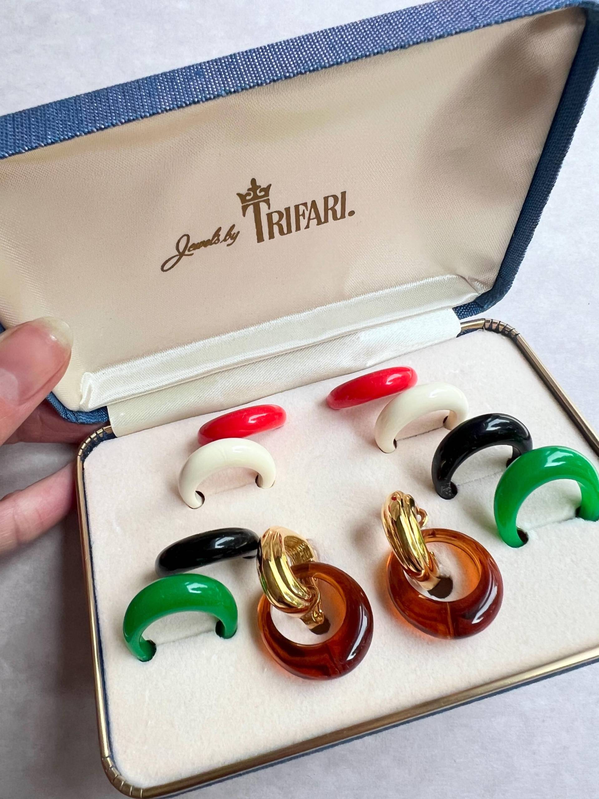 Crown Trfari Vintage Austauschbare Ohrclips Set, 1960Er Jahre von VeritaVintage