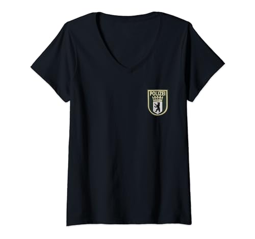 Damen Polizei Berlin Uniform Deutschland Fasching Karneval Kostüm T-Shirt mit V-Ausschnitt Damen Polizei Berlin Uniform Deutschland Fasching Karneval Kostüm T-Shirt mit V-Ausschnitt von Verkleidung Fasching Karneval Polizei Retro Kostüm