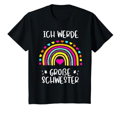 Große Schwester 2026 Boho Regenbogen Design für Mädchen T-Shirt von Verkündung Nachwuchs Geburt Baby Tee