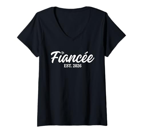Damen Verlobte ist. 2026 zukünftige Frau, die Sich für Engagement T-Shirt mit V-Ausschnitt von Verlobte und Verlobte Engagement Geschenke 2026