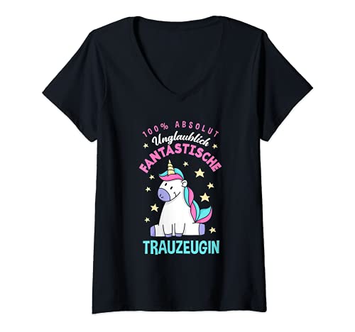 Damen Unglaublich Fantastische Trauzeugin Einhorn Trauzeugin T-Shirt mit V-Ausschnitt Damen Unglaublich Fantastische Trauzeugin Einhorn Trauzeugin T-Shirt mit V-Ausschnitt von Verlobung Hochzeit Trauzeugin Geschenk