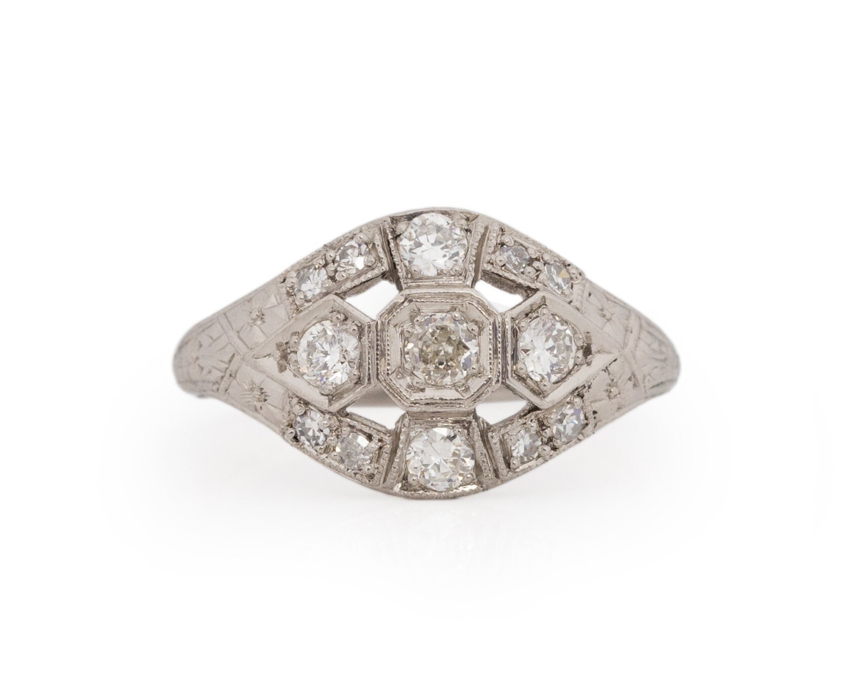 Art Deco Platin .40Cttw Brillant Diamant Verlobungsring - Veg # 1765 von VermaEstateJewels