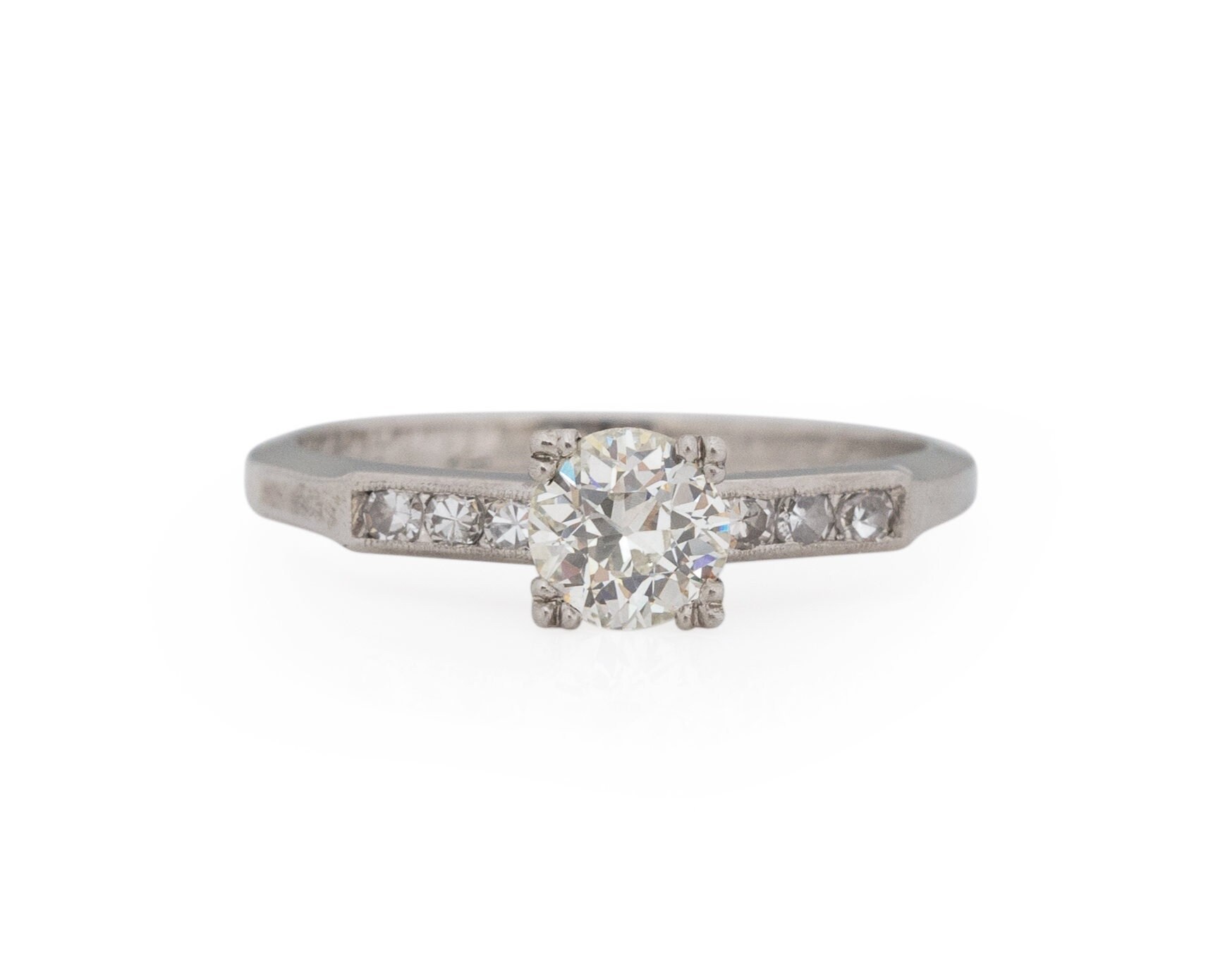 Art Deco Platin Gia .54Ct Diamant Verlobungsring - Veg # 1812 Um 1920 von VermaEstateJewels
