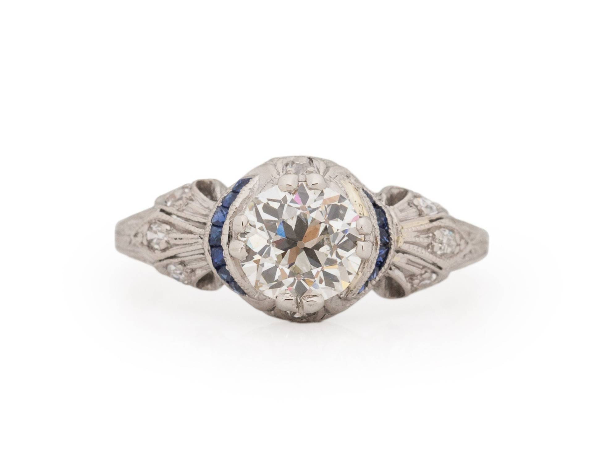 Art Deco Platin Gia 1.22Ct Diamant Verlobungsring - Veg # 1880 Um 1920 von VermaEstateJewels
