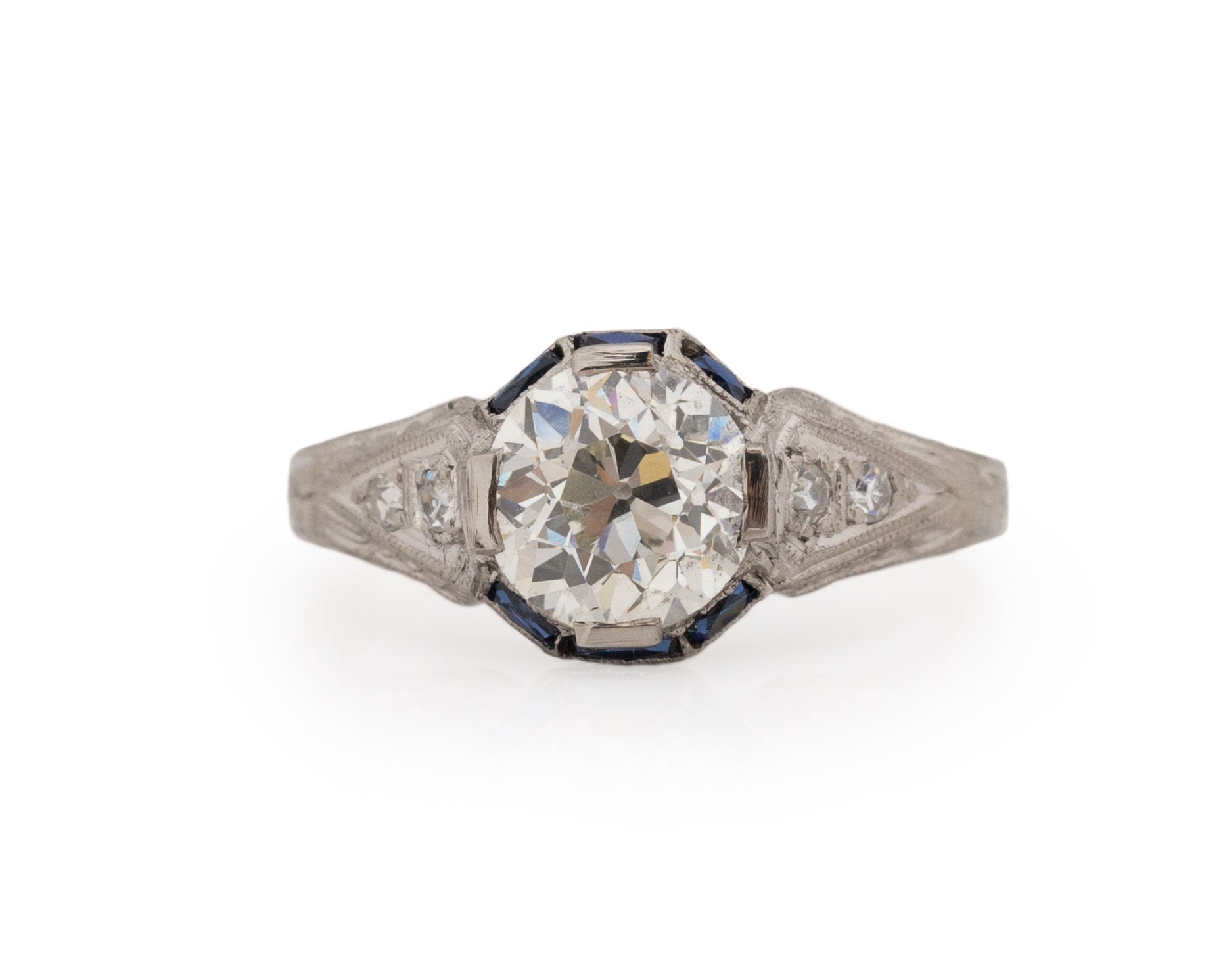 Art Deco Platin Gia 1.33Ct Diamant-Verlobungsring - Veg # 1882 Um 1930 von VermaEstateJewels