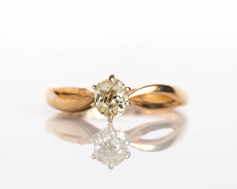 Circa 1890Er 14K Gelbgold .45Ct Old Mine Diamant Verlobungsring Im Brillantschliff - Veg # 643 von VermaEstateJewels