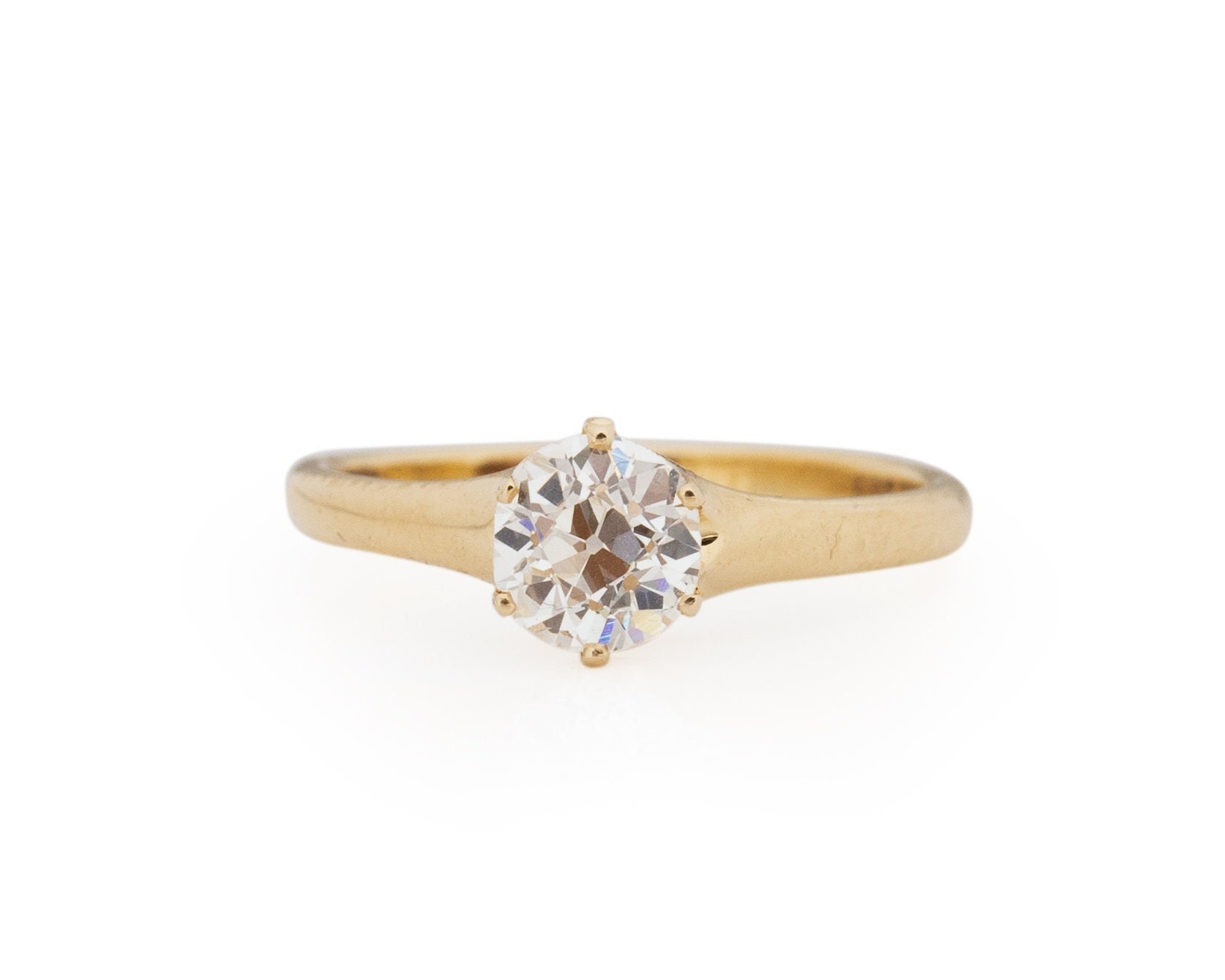 Circa 1900 Edwardian 14K Gelbgold Gia .70Ct Old European Brilliant Diamant Verlobungsring - Veg # 1800 von VermaEstateJewels