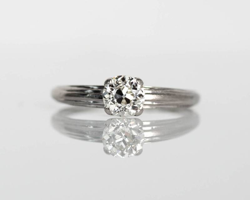 Circa 1905 Platin .48Ct Diamant Im Altschliff Solitär Verlobungsring - Veg#612 von VermaEstateJewels