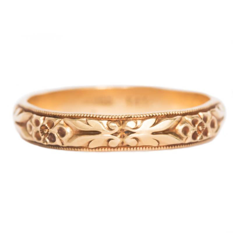 Circa 1920 Art Deco 14K Gelbgold Ehering - Veg # 1277 von VermaEstateJewels