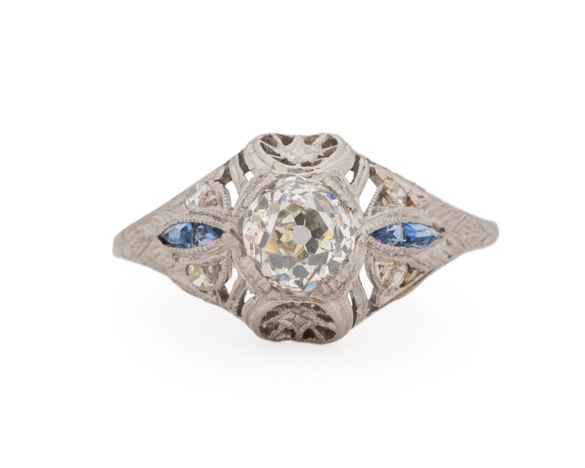 Circa 1920 Art Deco Platin Gia-Zertifizierter 1, 06 Karat Old Mine Brilliant Diamant Verlobungsring - Veg # 1881 von VermaEstateJewels
