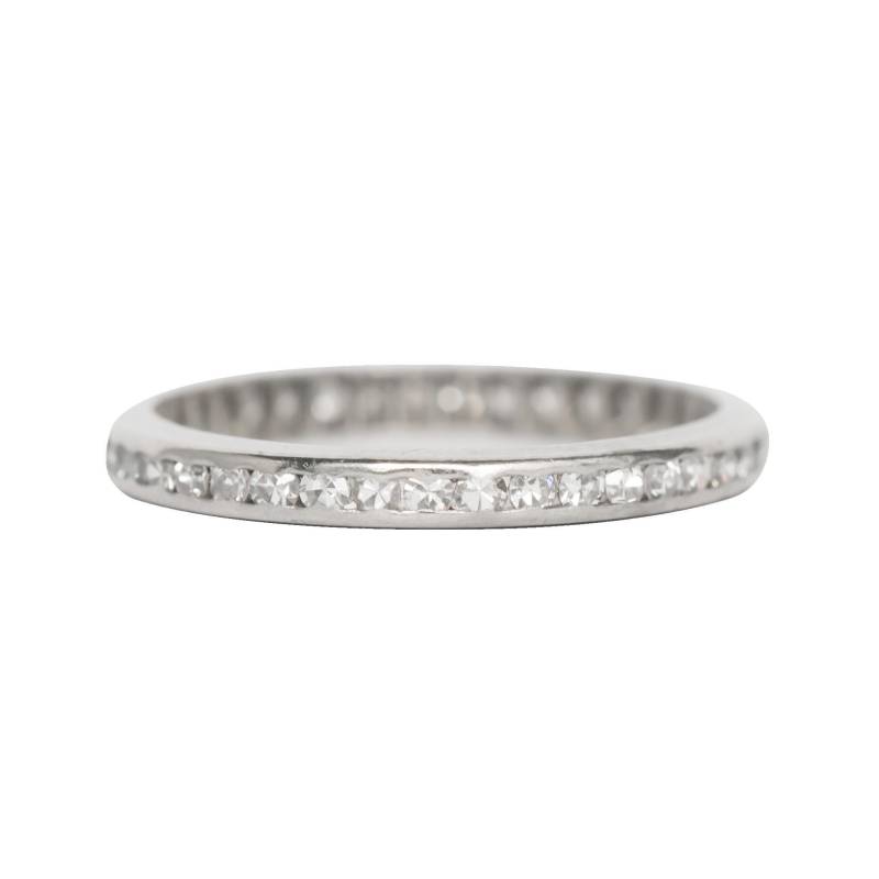 Circa 1920 Platin .50Cttw Antiker Single Cut Diamant Ehering-Veg # 858A von VermaEstateJewels