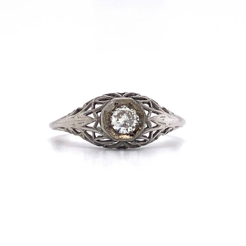 Circa 1920Er Art Deco Aufwendiger Filigraner Handgefertigter Diamant Verlobungsring 0.65Cttw - Atl#531 von VermaEstateJewels