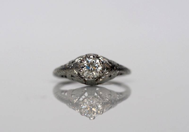 Circa 1930 - .50Ct Diamant-Verlobungsring Im Altschliff Aus 18K Weißgold Von "Belais" Veg # 462." von VermaEstateJewels