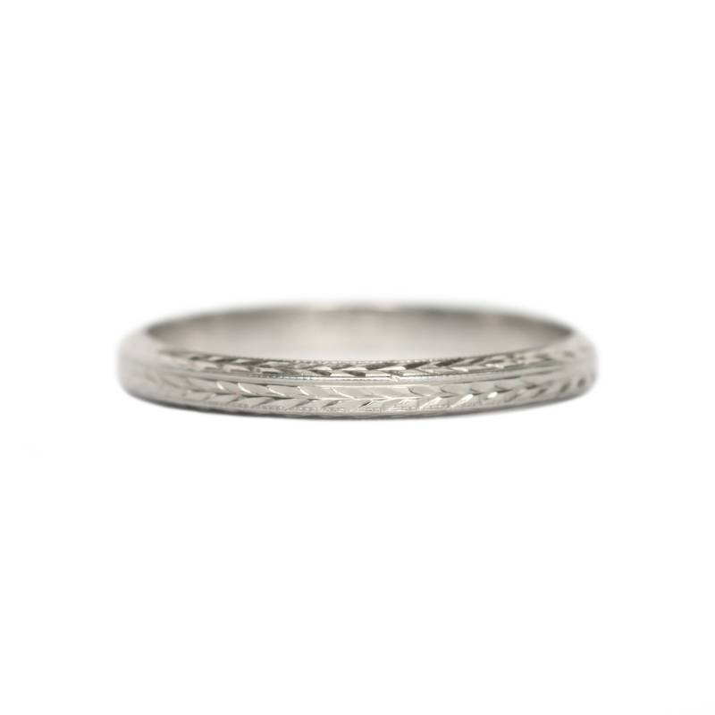 Circa 1930Er Jahre Art Deco Ehering Aus 750 Weißgold-Veg # 1249 von VermaEstateJewels