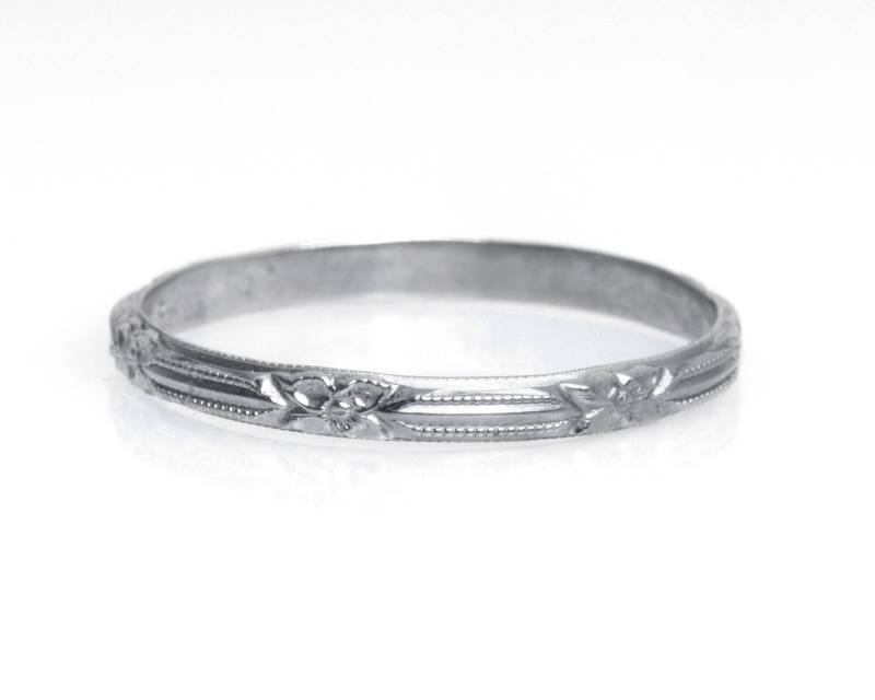 Circa 1940's Art Deco 18K Weißgold-Ehering - Veg # 784 von VermaEstateJewels