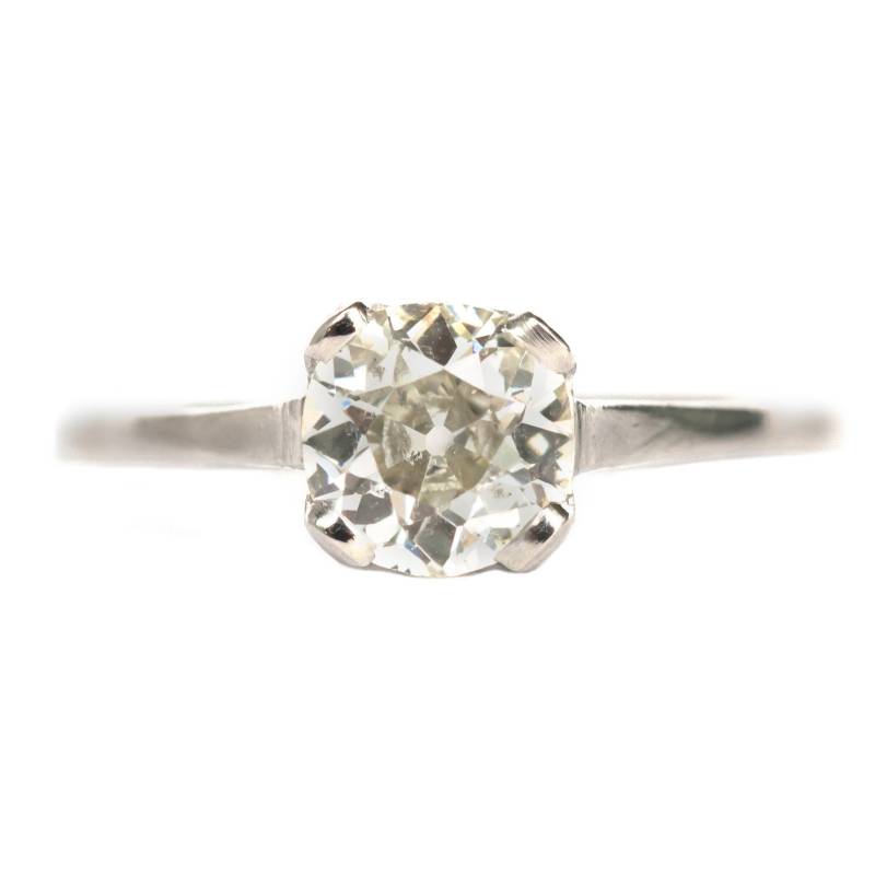 Um 1910 Edwardian Platin 1.13Ct Antiker Kissen Verlobungsring - Veg # 1252 von VermaEstateJewels