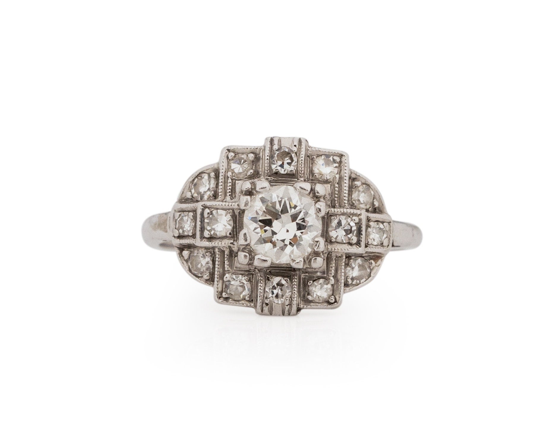 Um 1920 Art Deco Platin .45Ct Diamant-Verlobungsring - Veg # 1782 von VermaEstateJewels