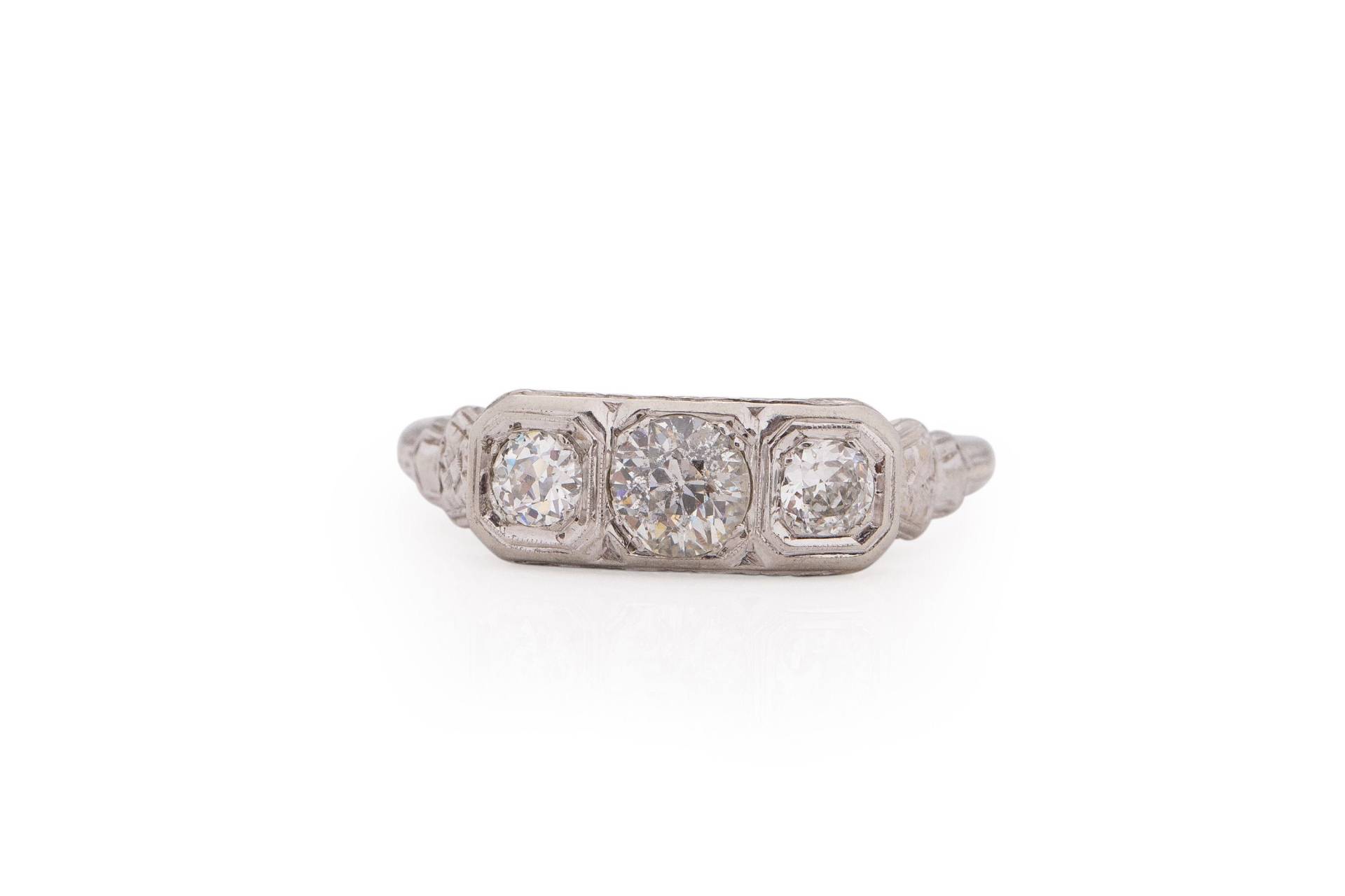 Um 1920 Art Deco Platin 1.05Ct Diamant Verlobungsring - Veg # 1715 von VermaEstateJewels