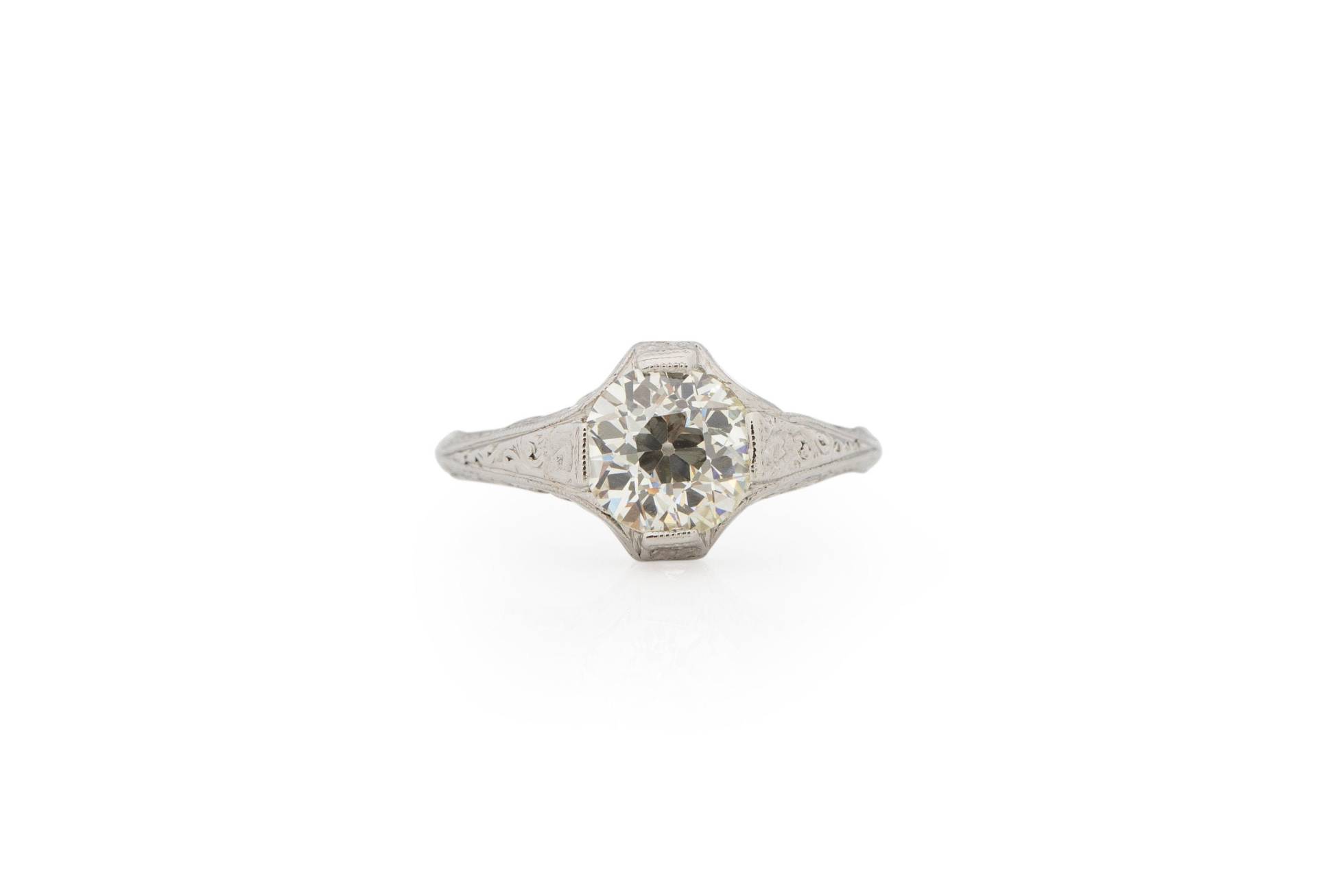 Um 1920 Art Deco Platin 1.45Ct Diamant-Verlobungsring - Veg # 1666 von VermaEstateJewels