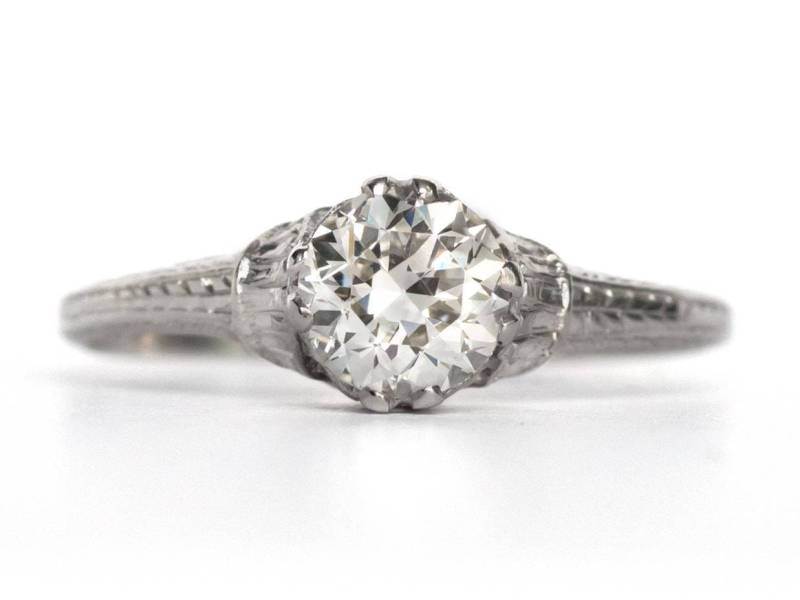 Zirka 1910 Edwardian Platin Gia Zertifizierte 1.02Ct Diamant Verlobungsring - Veg #819 von VermaEstateJewels