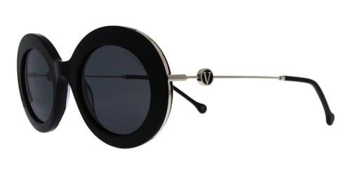 Vermari Serena Damen Sonnenbrille Premium, Polarisierung, UV-Schutz, Antireflex, Rund im Retro-Stil, Set mit Lederetui und großem Brillentuch,Klavierlack-Schwarz von Vermari