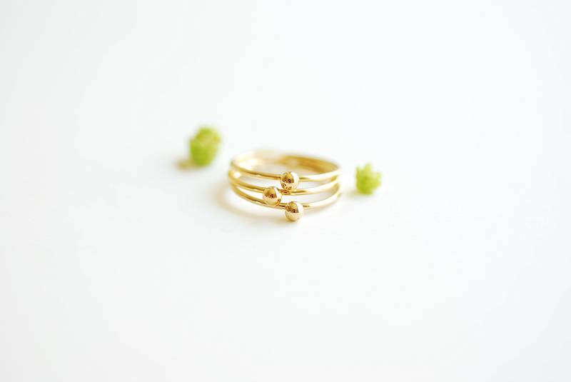 14K Gold Filled Kugel Stapelring - Fill Perlen Ring, Wholesale Ring 1/20 14Kt Gf, Layering Dünner Punkt [5] von VermeilSupplies