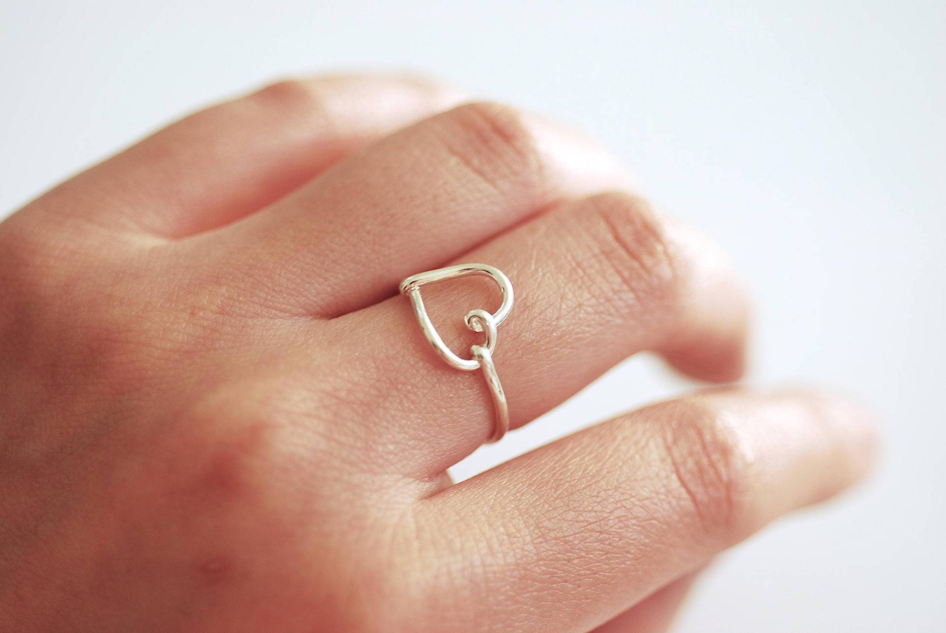 Herz Draht Ring Verstellbar - 925 Sterling Silber Ring, Brautjungfer Geschenk, Midi Knöchelring, Liebesring, Drahtring [418] von VermeilSupplies