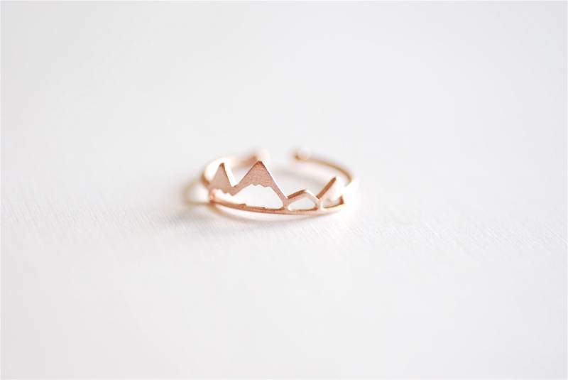 Matt Rosa Rose Vermeil Gold Berg Verstellbar Ring - 18K Über Sterlingsilber Ring, Mountain Peak Bereich 262 Matt Rosa Rose Vermeil Gold Berg Verstellbar Ring - 18K Über Sterlingsilber Ring, Mountain Peak Bereich 262 von VermeilSupplies
