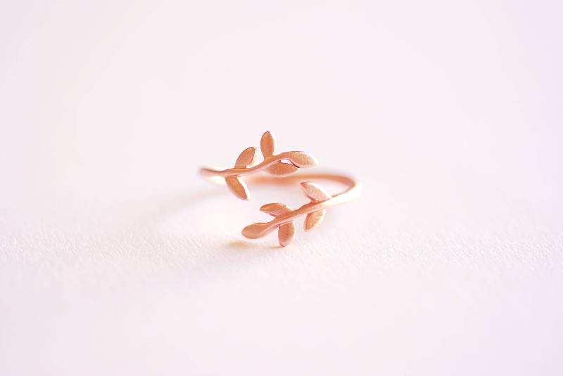 Matt Rose Gold Blatt Zweig Ring, Schichtring, Rebe Lorbeer Natur Schmuck, Zweigring, Zweigring [355] von VermeilSupplies