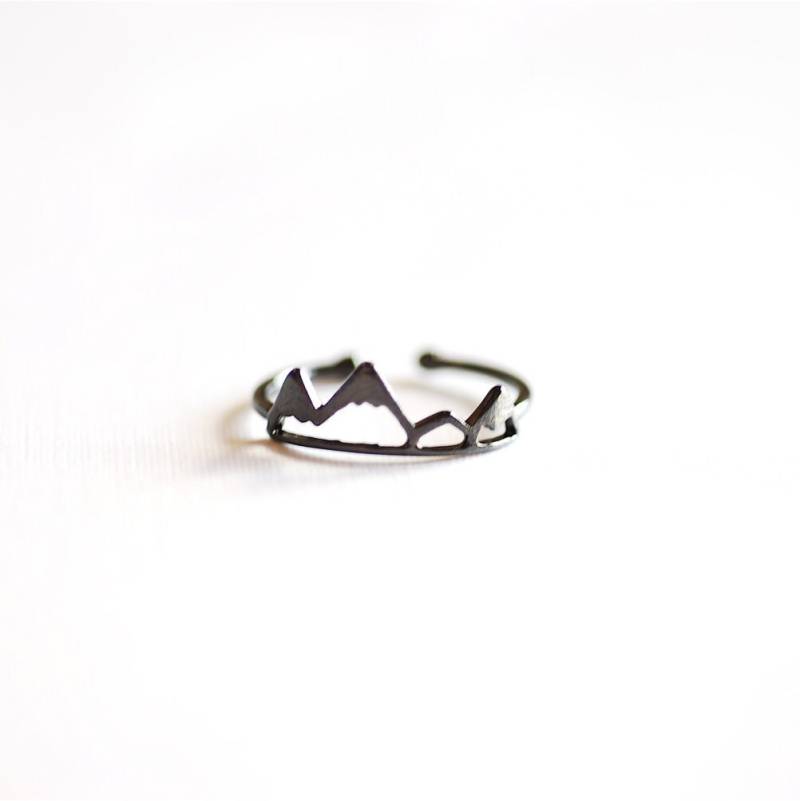 Schwarz-Rhodium-Berg Ring Einstellbar - Schwarz Rhodiniert Über Sterling Silber, Schwarzgold Verstellbaren Berg Ring, Midi-Ring, 262 Schwarz-Rhodium-Berg Ring Einstellbar - Schwarz Rhodiniert Über Sterling Silber, Schwarzgold Verstellbaren Berg Ring, Midi-Ring, 262 von VermeilSupplies